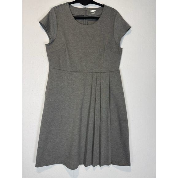 LANDS END Dress 12 Sheath Cap Sleeve Ponte Career Office Workwear Gray - Picture 2 of 6